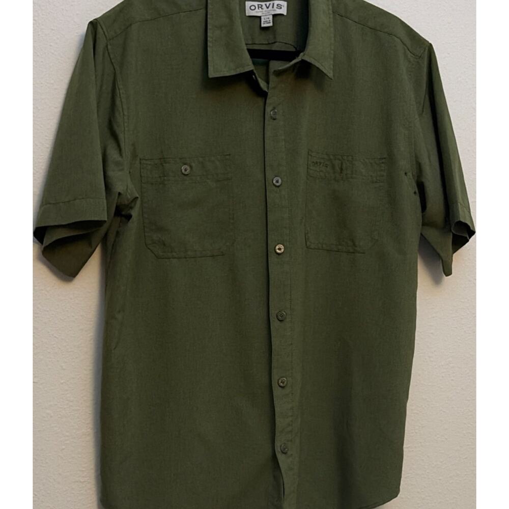 Orvis Men L/G Green Classic Collection Button-Up Short Sleeve Shirt
